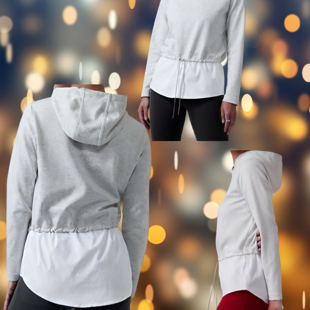 Athleta Gray and White Women's Hoodie